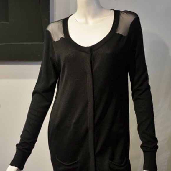 VTG Black Chiffon Back Tunique Cardi - Picture 1 of 9